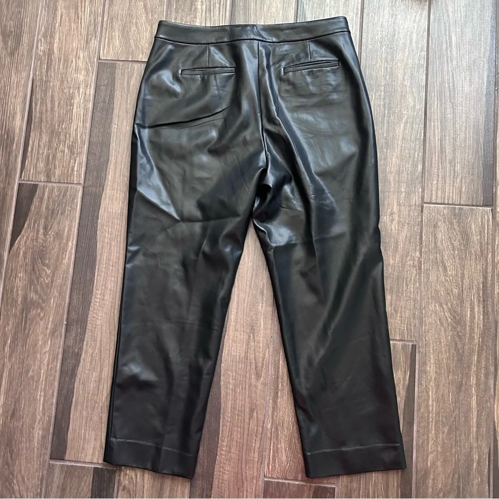 J. Crew Kate Straight Leg Pants in Faux Leather Black Sz 14